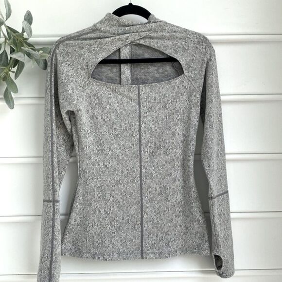 Gymshark Fleur Marl‎ 1/4 Zip Open Back Stretch Athletic Running Top Grey Small - Picture 1 of 13